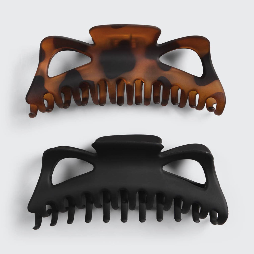 KITSCH - Recycled Plastic Jumbo Classic Claw Clips 2pc - Black & Tort