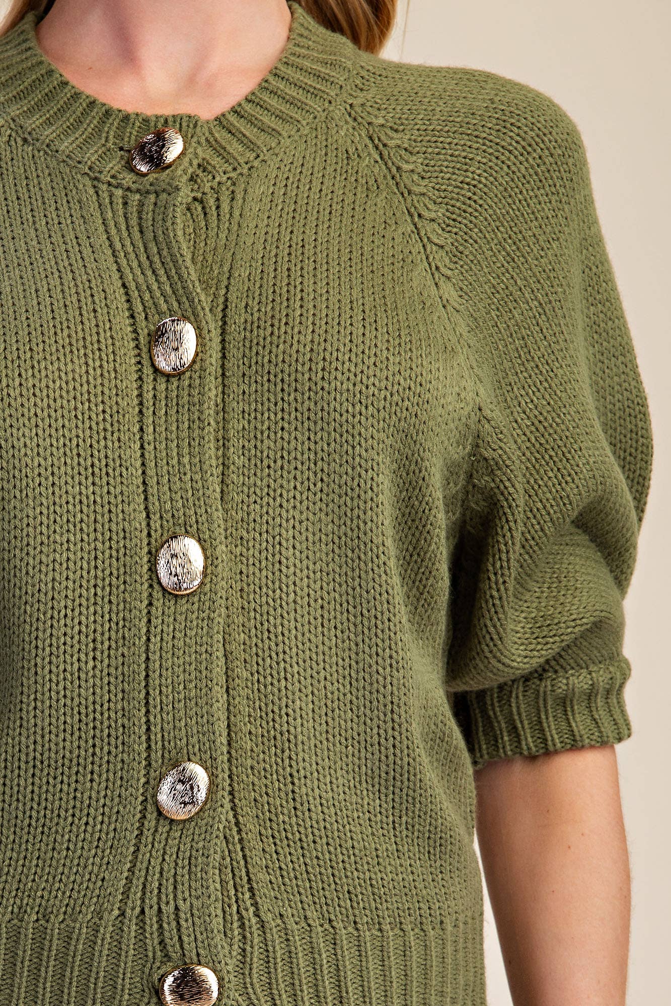 Glam - Puff Sleeve Sweater Cardigan