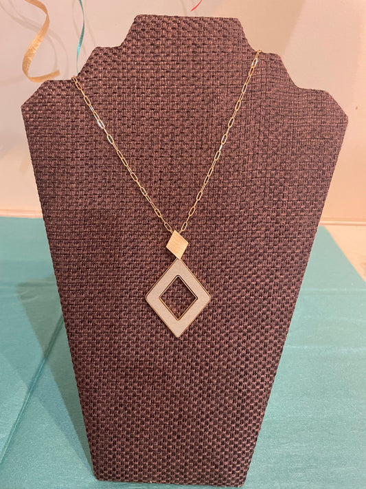 Gray Wood Diamond Pendant Necklace.