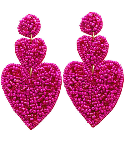 Beaded Heart Earrings