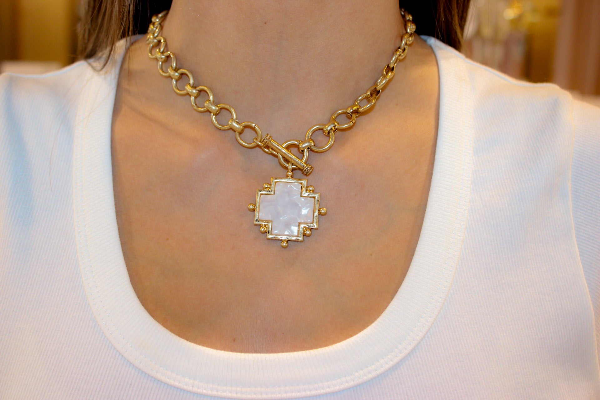 Box Cross Necklace