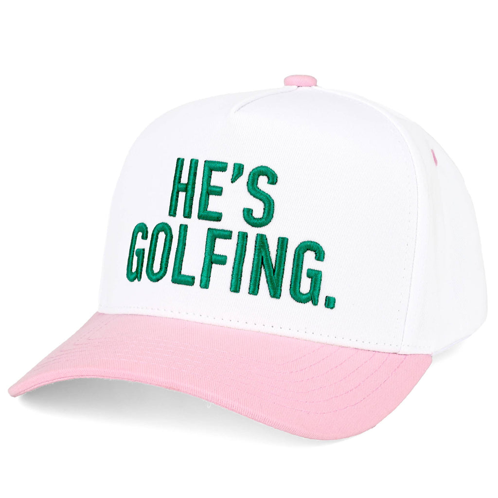 C.C HE'S GOLFING Letter Embroidered on Two Tone Trucker Hat