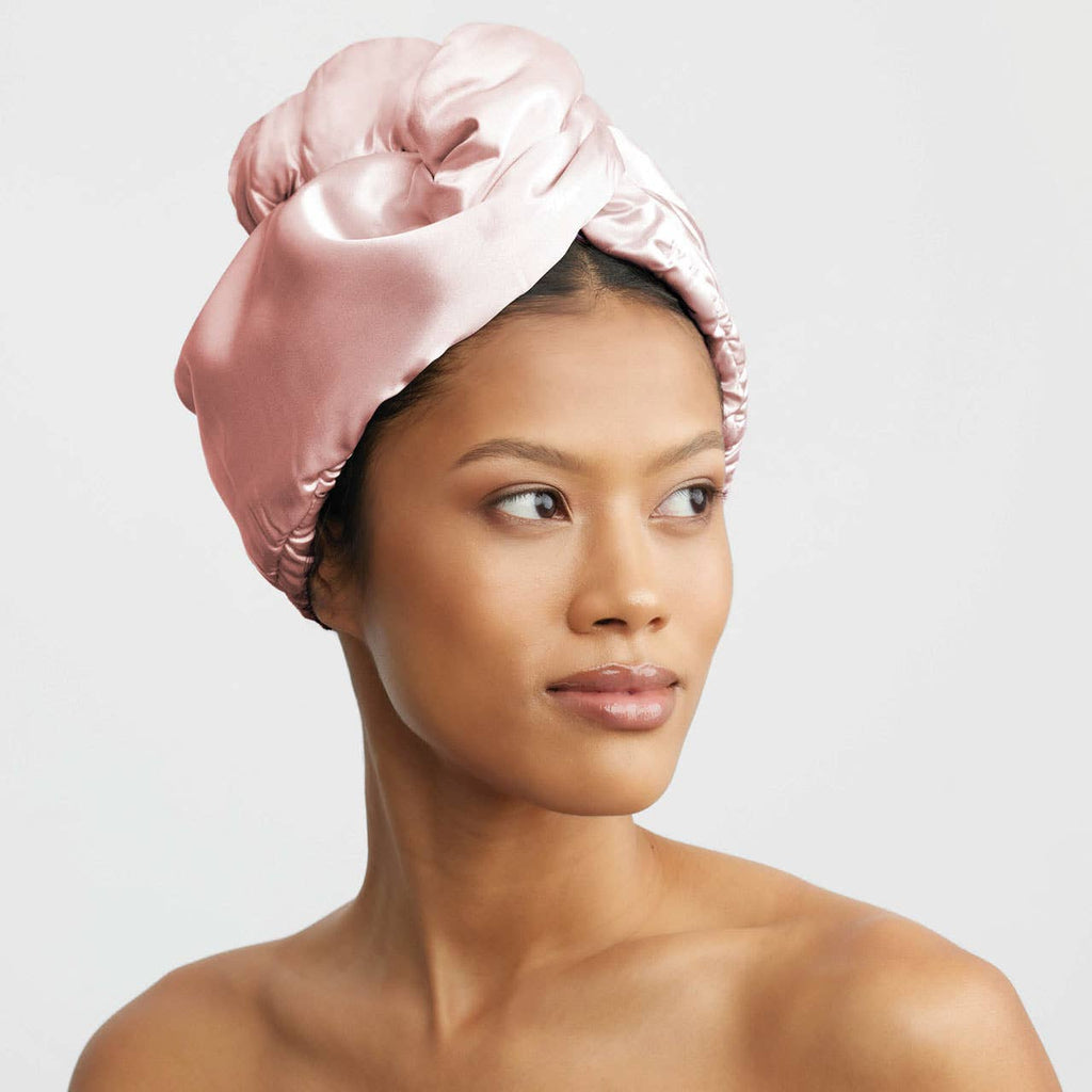 KITSCH - Satin-Wrapped Hair Towel - Blush