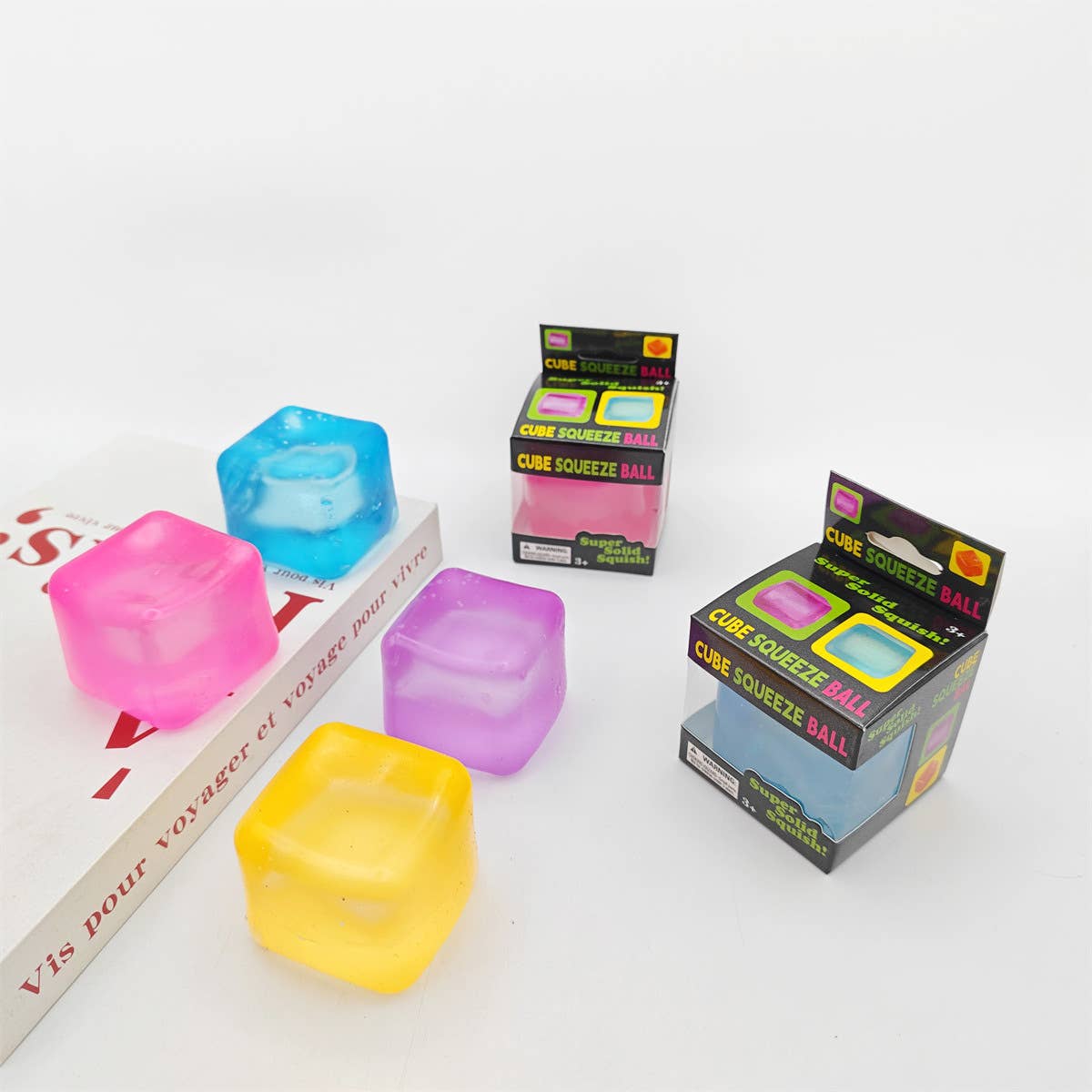 Eagle Crest Industries Inc. - High Clear Solid Cube Squishy Toy -  Fidget Stress Ball