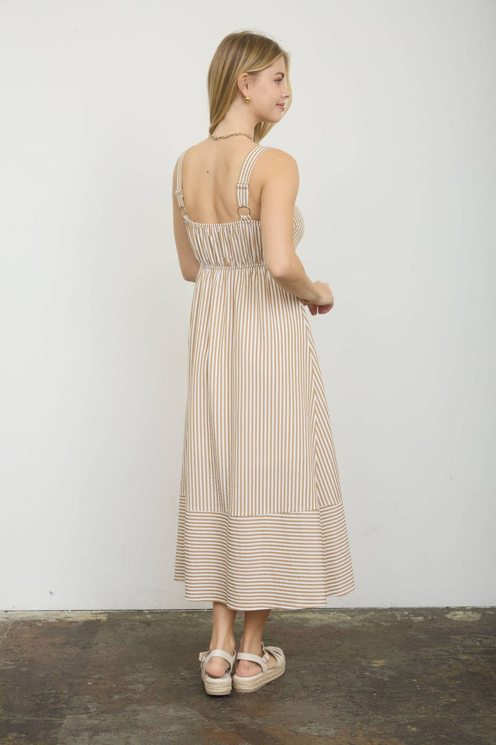 Blu Pepper - STRIPE SWEETHEART BUTTON DOWN SLEEVELESS MIDI DRESS