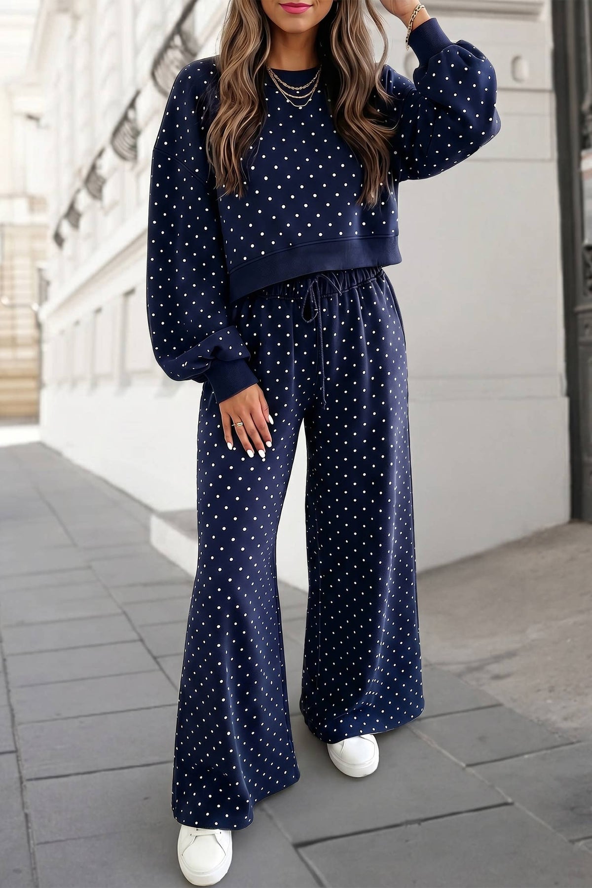 Aapparella - Polka Dot Print High Waist Pants Set | S-XL Plus 1X-4X