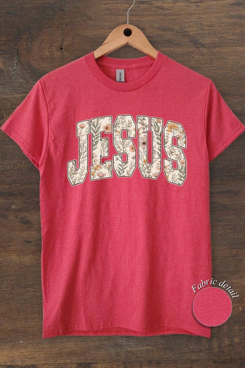 Floral Jesus Graphic Heavy Cotton Tee