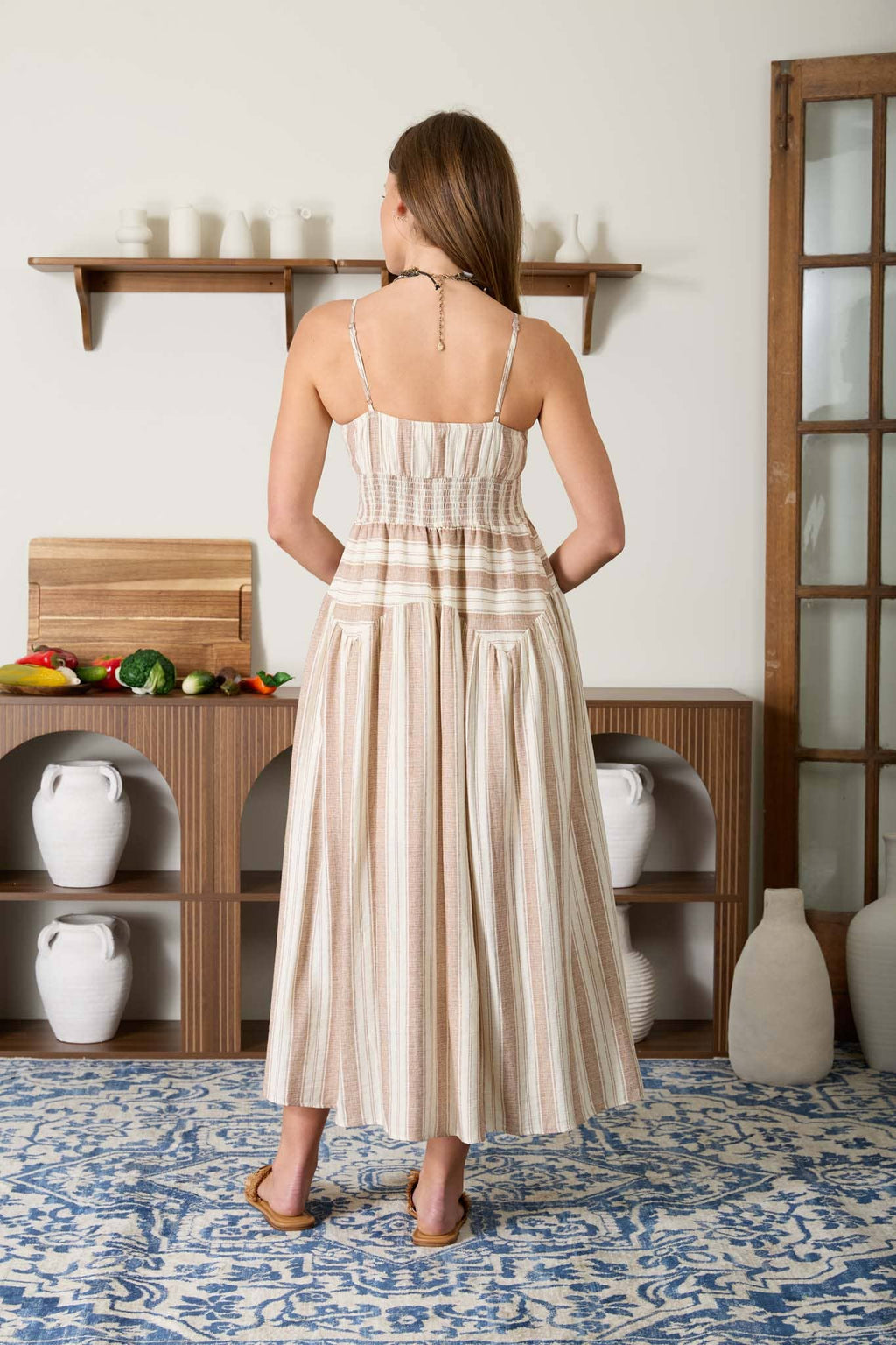 Blu Pepper - MULTI-PATTERN SPAGHETTI STRAP MIDI DRESS