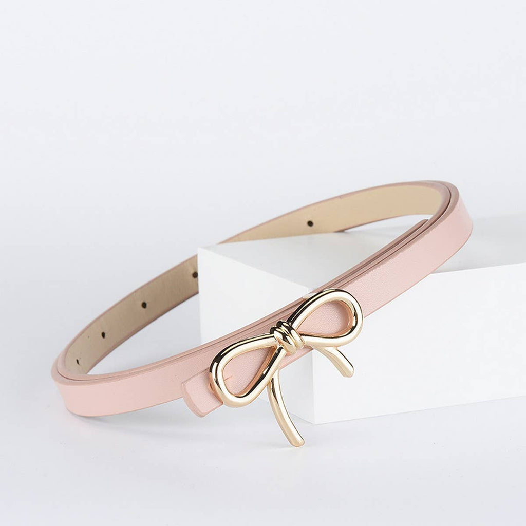 Bow Leather Skinny Belt