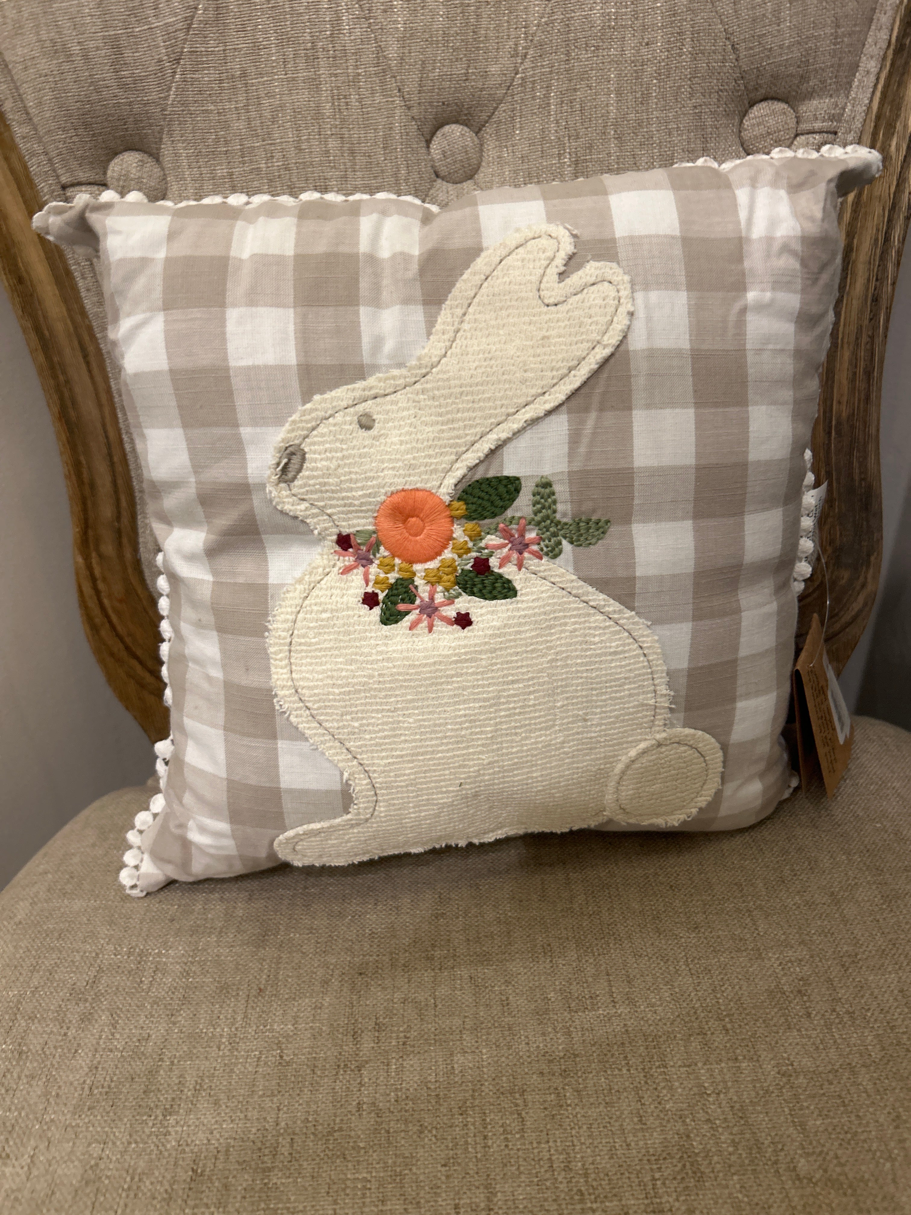 Bunny Check Pillow