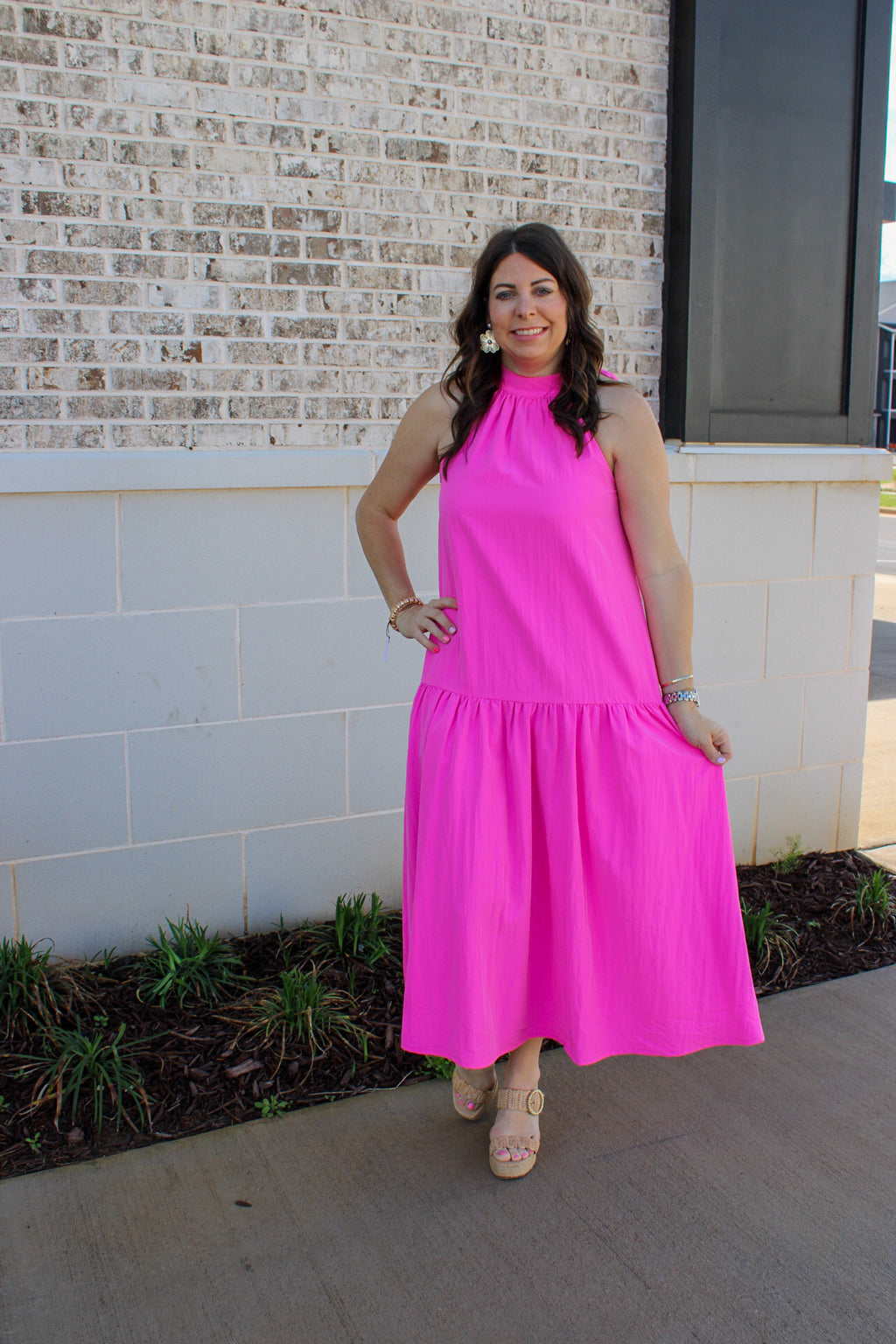 Halter Neck Sleeveless Midi Dress