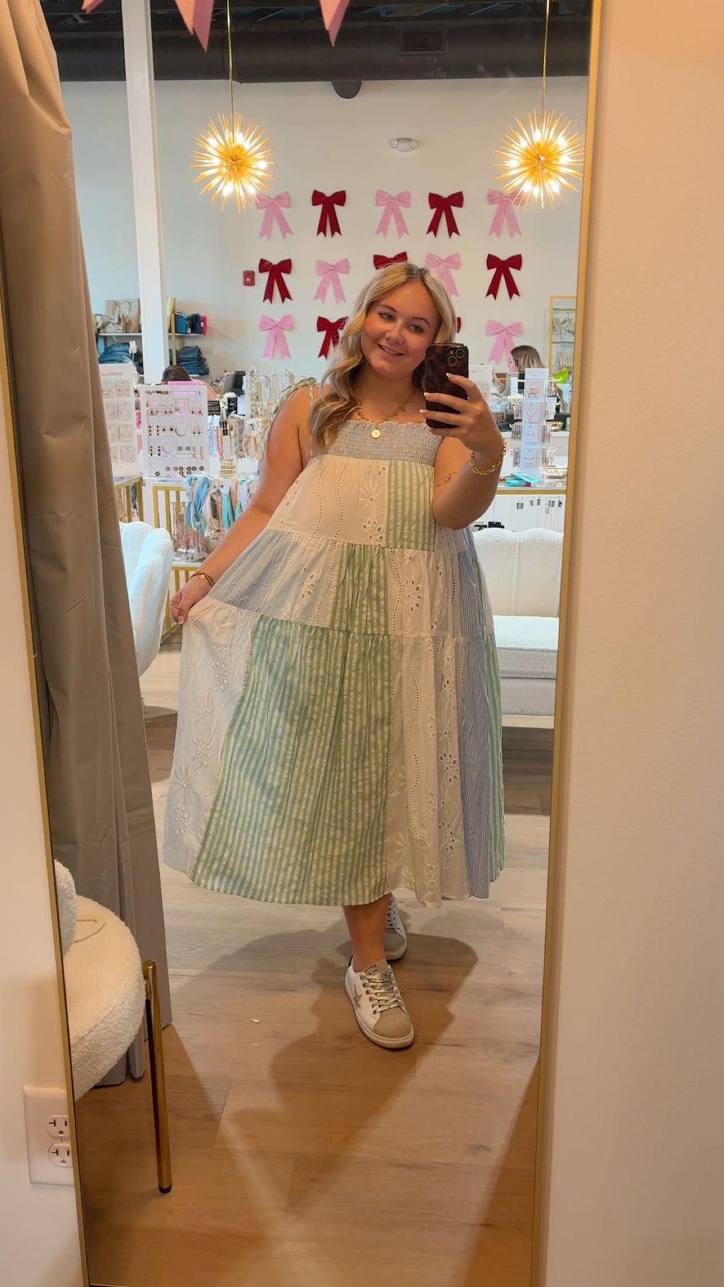 Patchwork Tiered Midi Dress