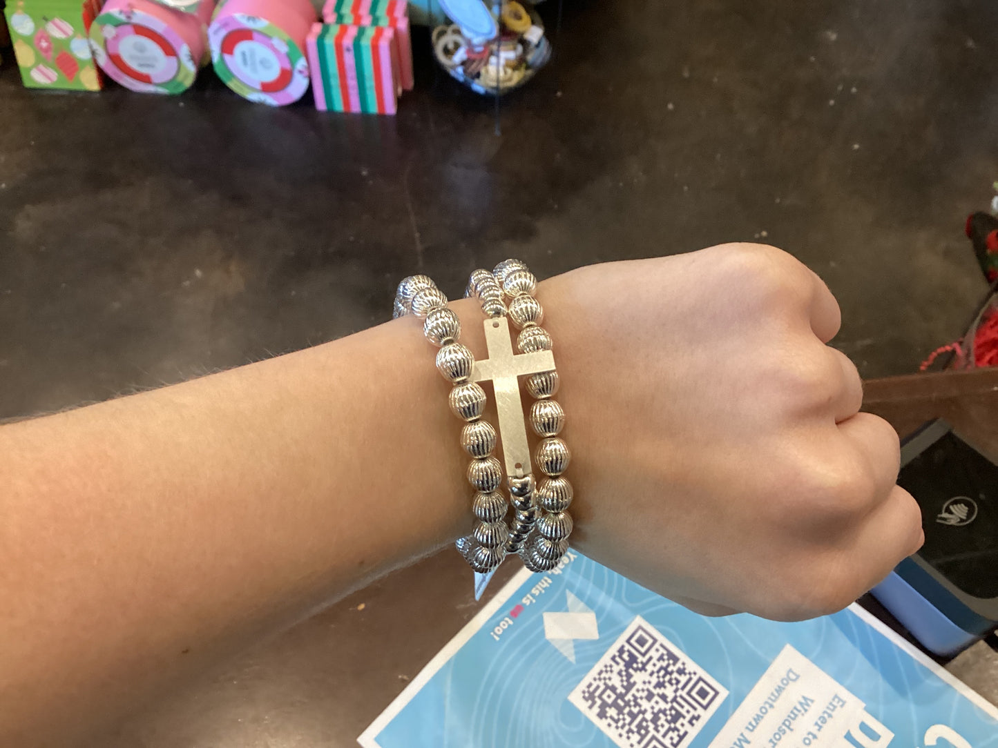 Beaded Layer Cross Bracelet