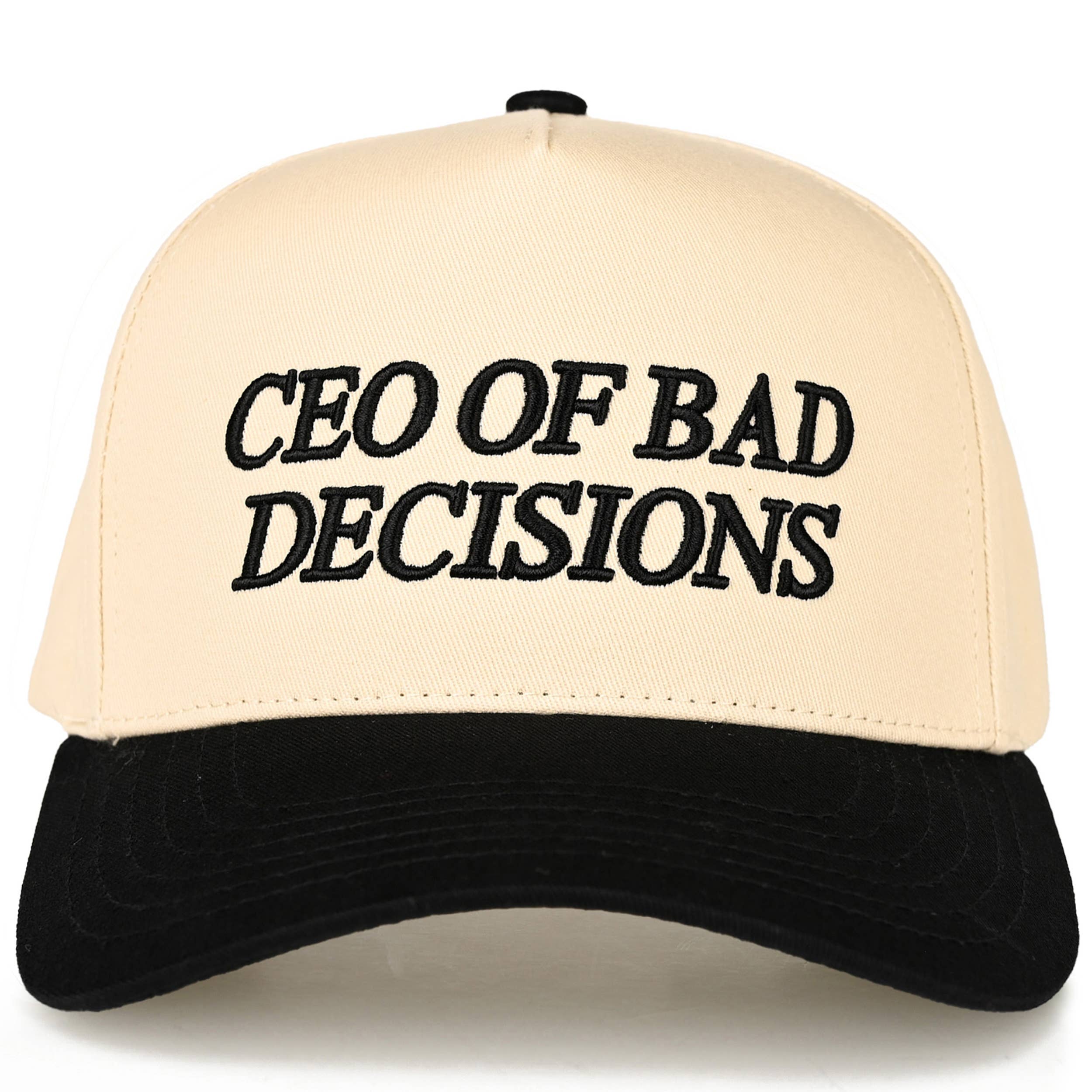 Hana - C.C CEO OF BAD DECISIONS Letter Two Tone Trucker Hat