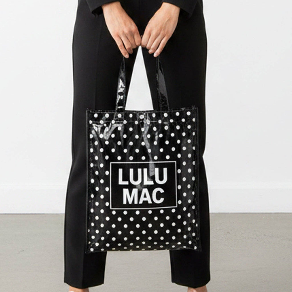 Girlie Girl Originals - LM-BG-1004 REUSABLE TOTE-BLACK WHITE DOTS