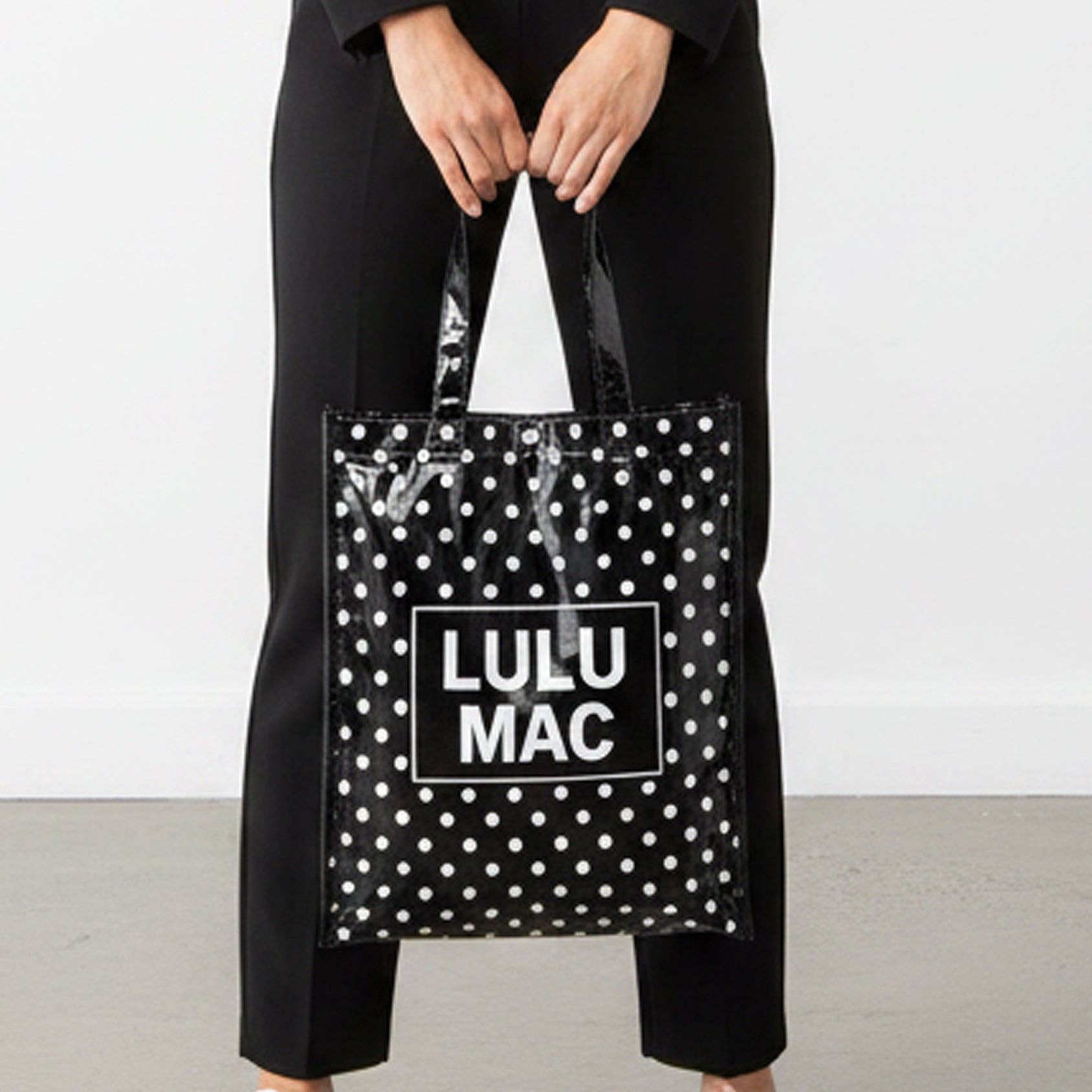 Girlie Girl Originals - LM-BG-1004 REUSABLE TOTE-BLACK WHITE DOTS