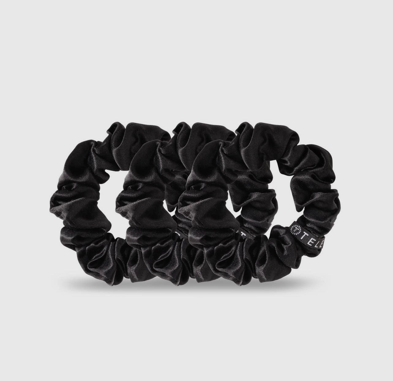 Black teletie silk scrunchies.