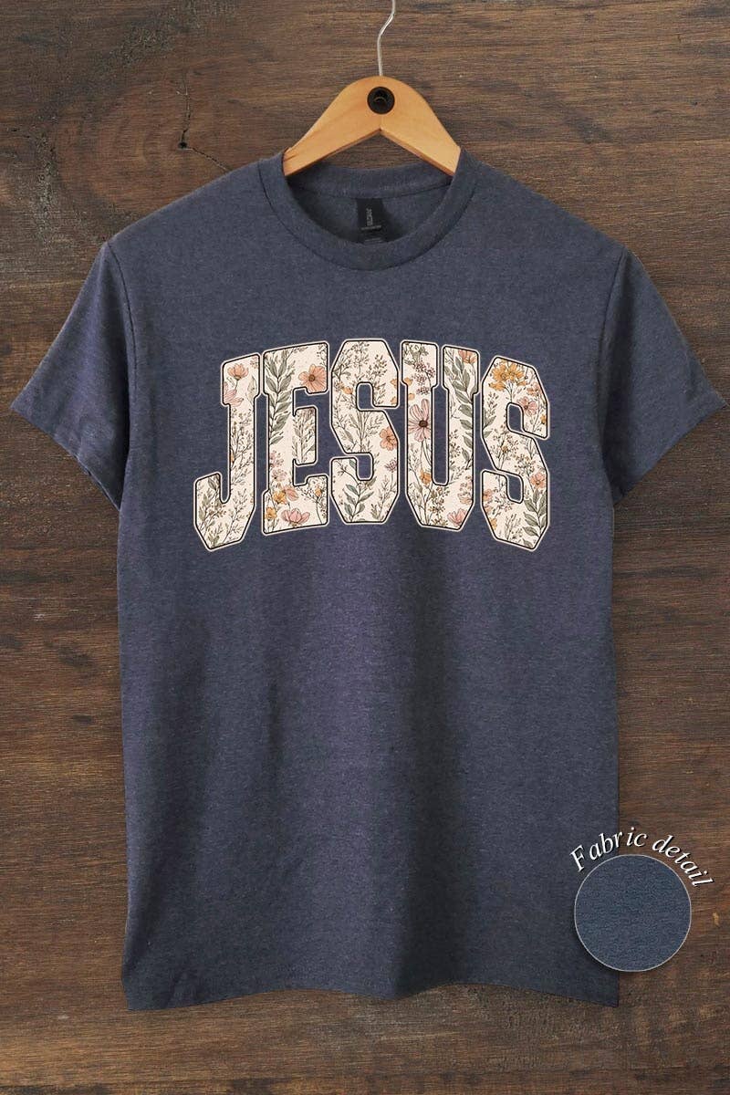 Floral Jesus Graphic Heavy Cotton Tee