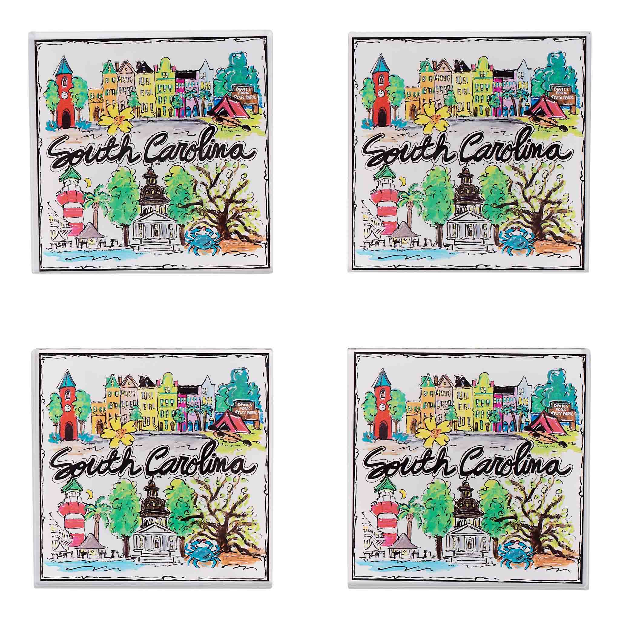 Glory Haus - State of South Carolina Icon Acrylic Coaster Set/4