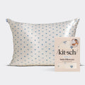 KITSCH - Standard Satin Pillowcase - Pearlized Cream & Coastal Blue Print