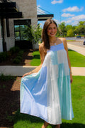 Patchwork Tiered Midi Dress