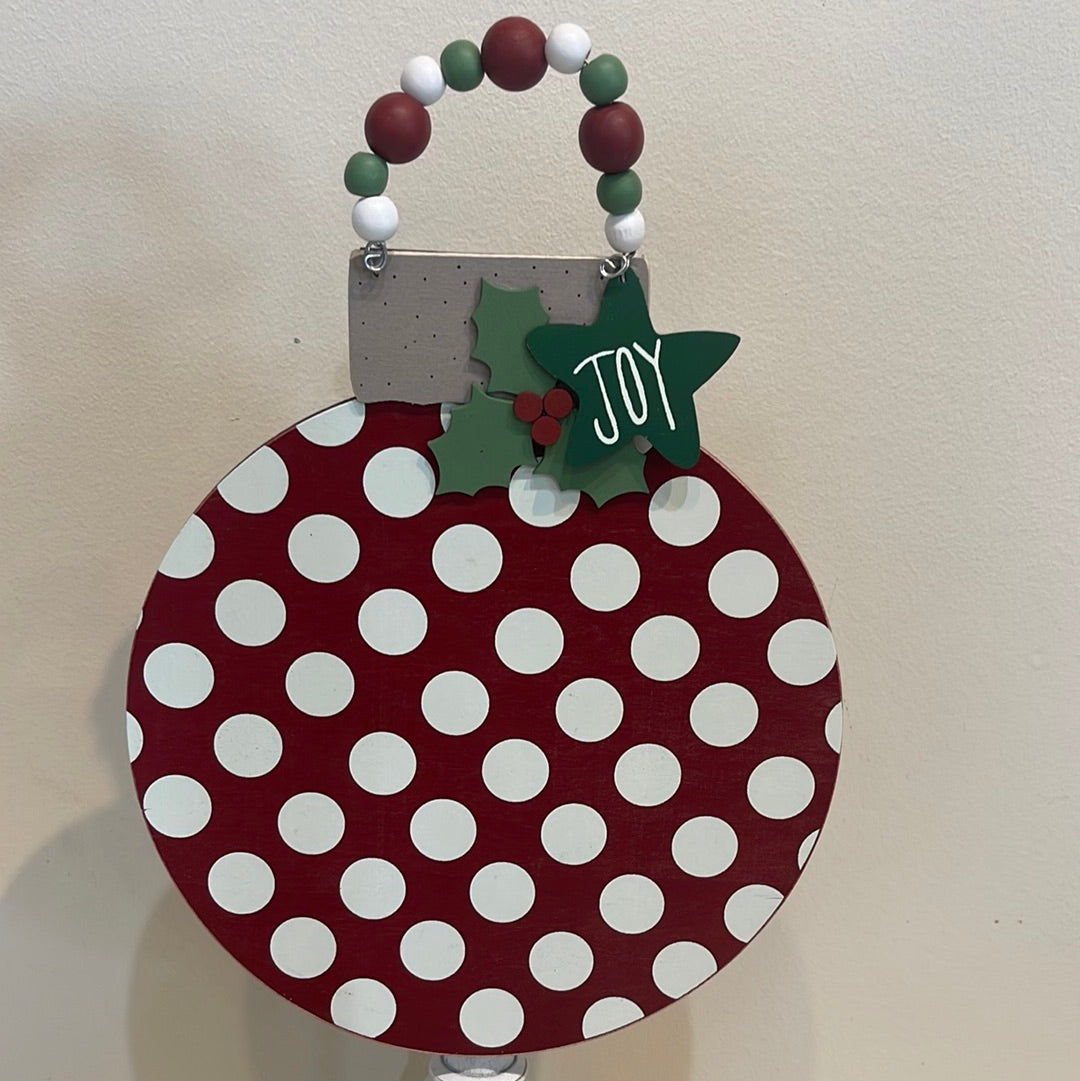 Red Ornament topper for welcome sign.