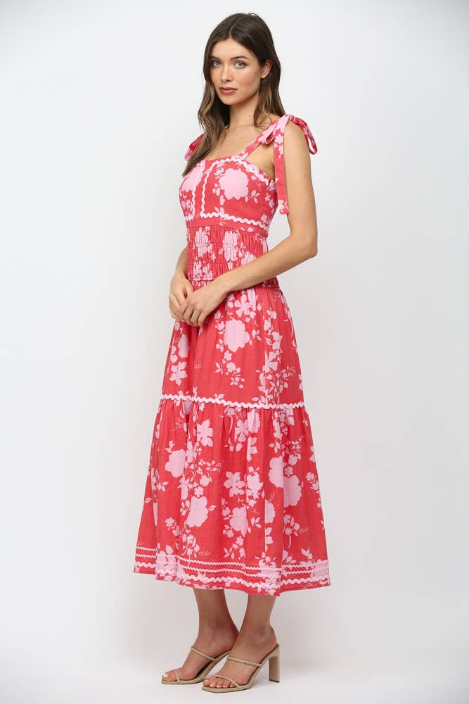 FATE - SELF TIE SHOULDER STRAP MAXI DRESS WITH RIC-RAC TRIM FD35828