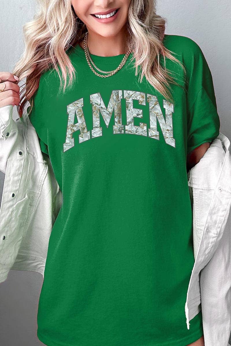 COLORBEAR - Amen Camo Wood Graphic Heavy Cotton Tee