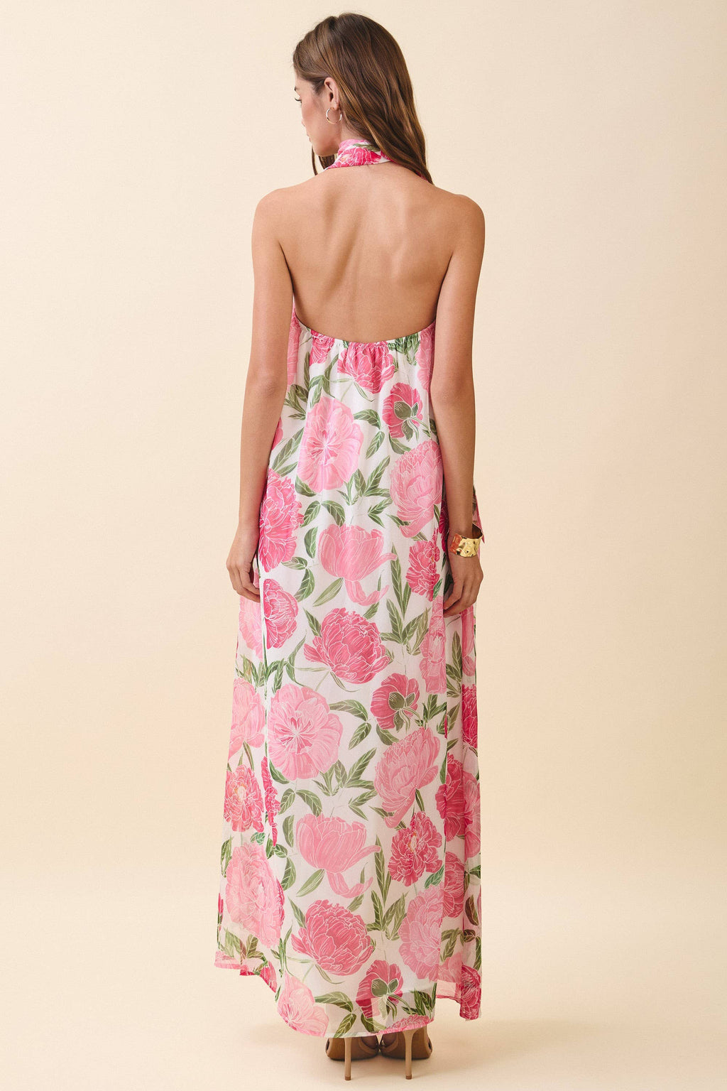 Floral Maxi Dress with Convertible Scarf