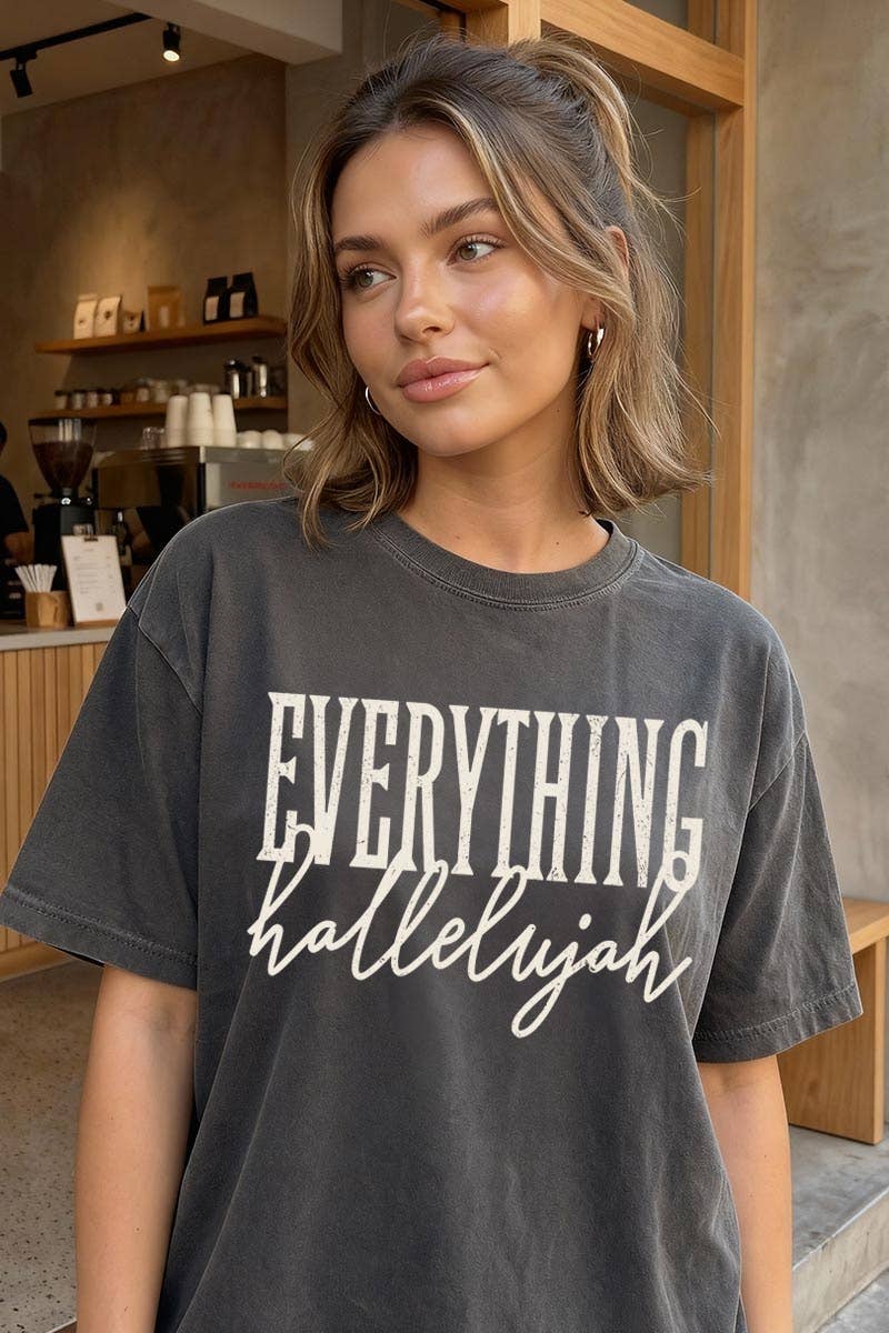 COLORBEAR - Everything Hallelujah Graphic Garment Dyed Tee