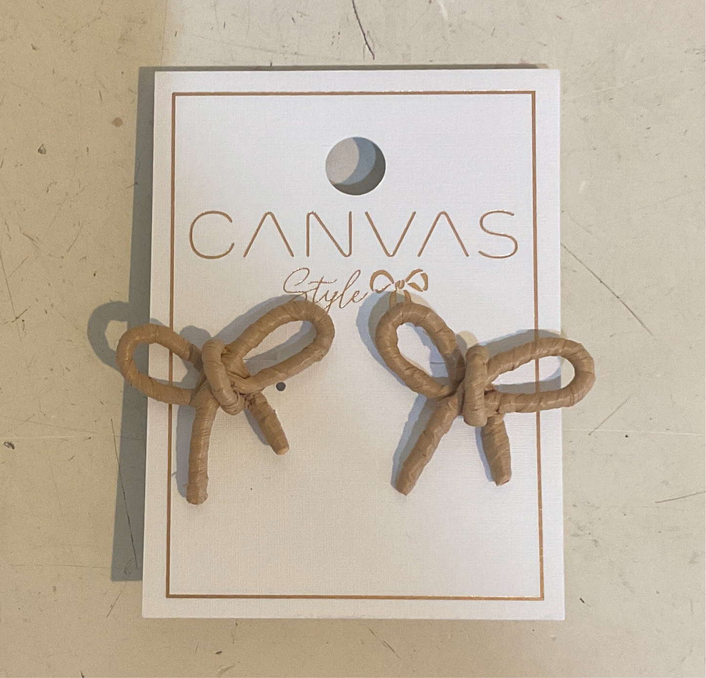 Canvas Kendall Raffia Tied Bow Earrings