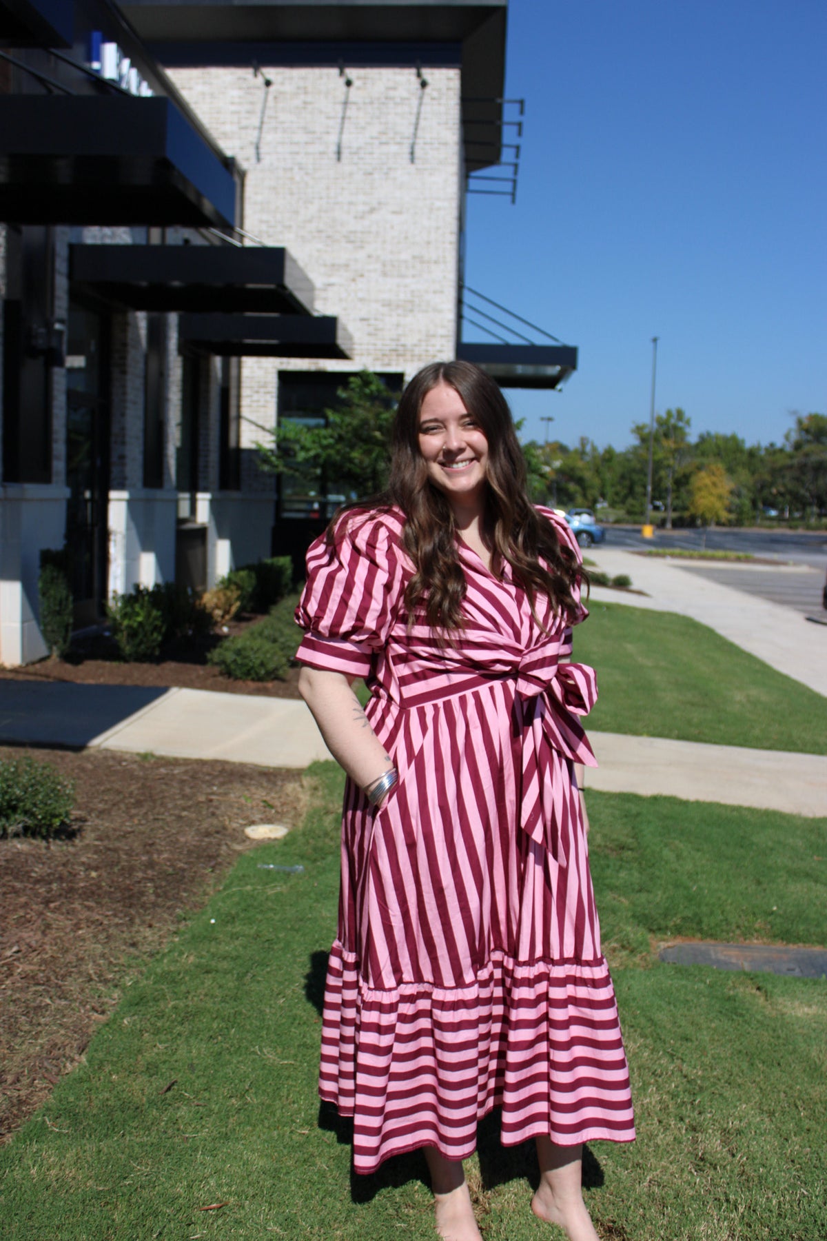 Striped Collared Midi Dress