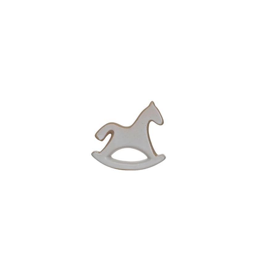 Stoneware Rocking Horse, White & Unglazed