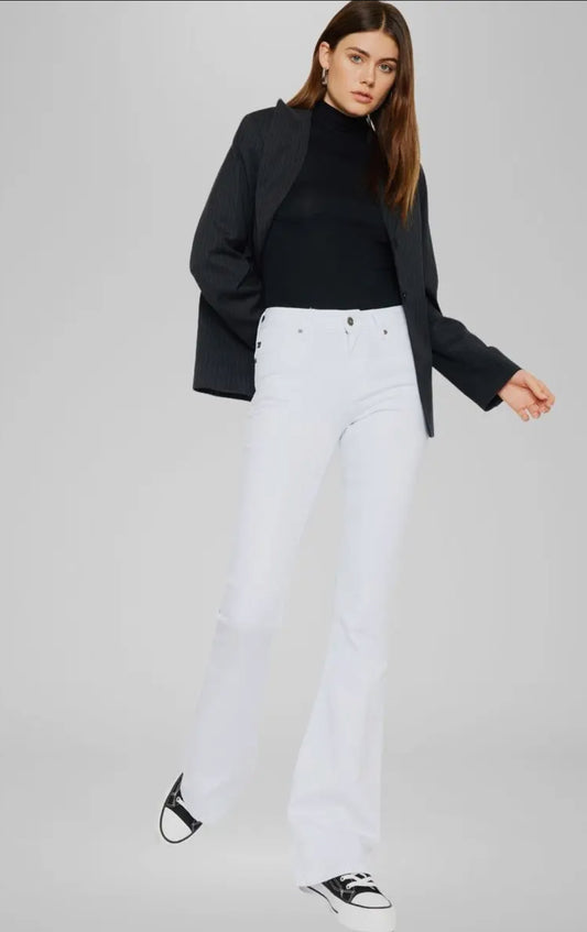 Mid-rise White Flare Jeans