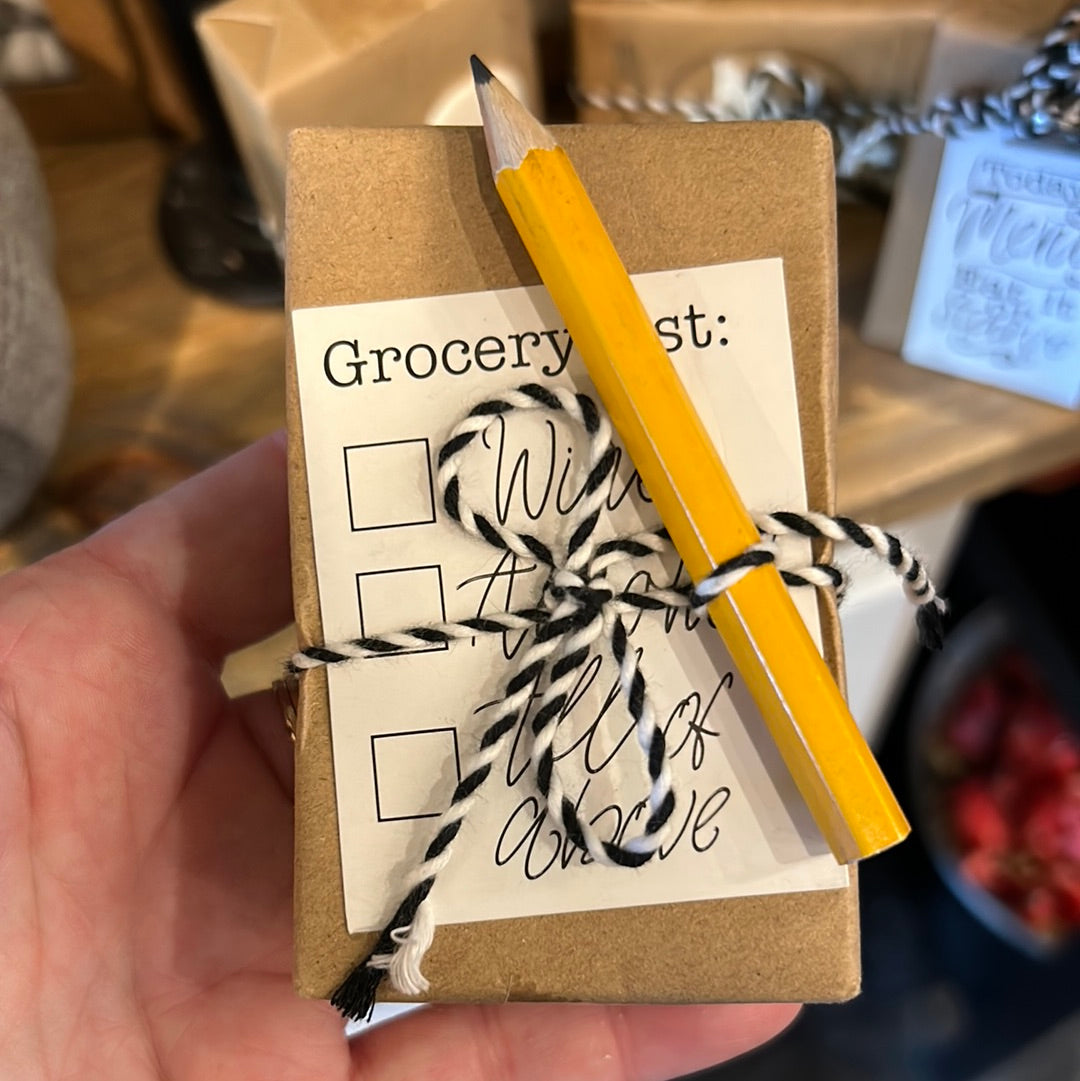 Soap with "Grocery List" trim and pencil.