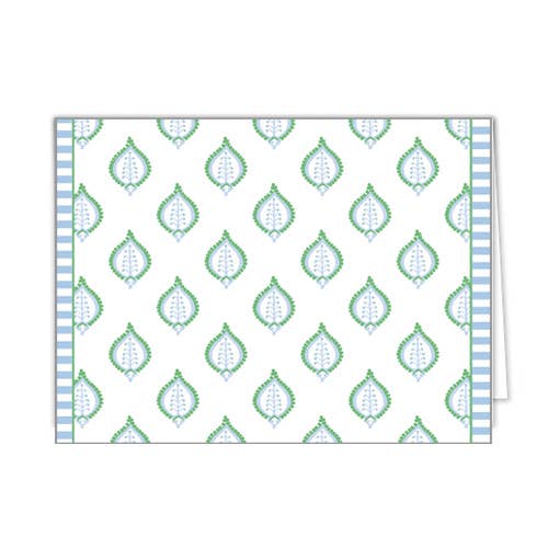 Folded Notecard Set of 10 | Blue Green Paisley