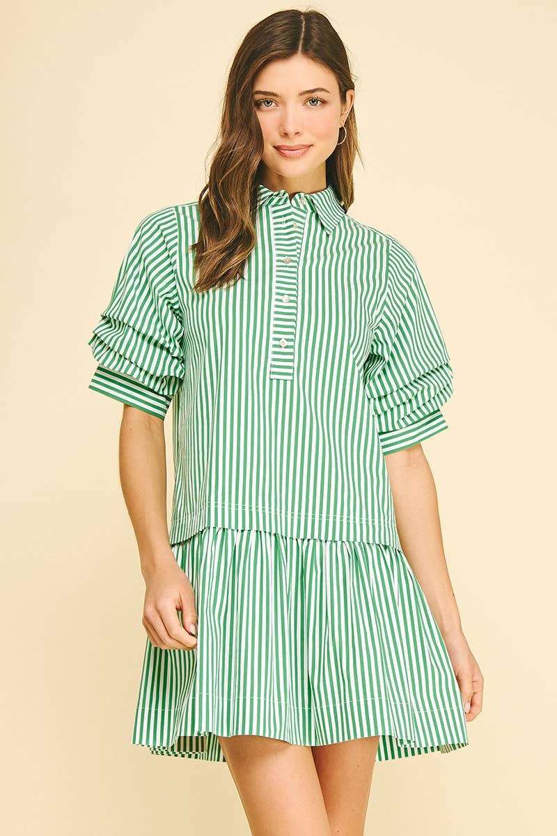STRIPE BUTTON DOWN MINI DRESS
