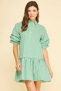 STRIPE BUTTON DOWN MINI DRESS
