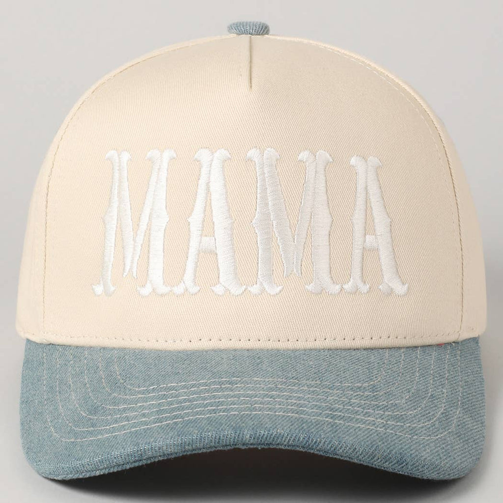 Fashion City - MAMA Typographic Design Embroidery Baseball Cap