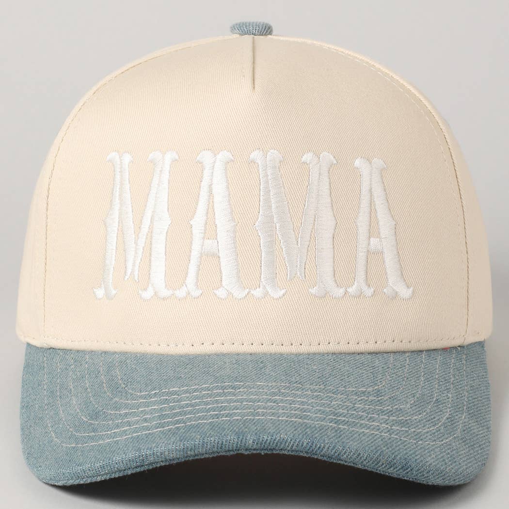 Fashion City - MAMA Typographic Design Embroidery Baseball Cap