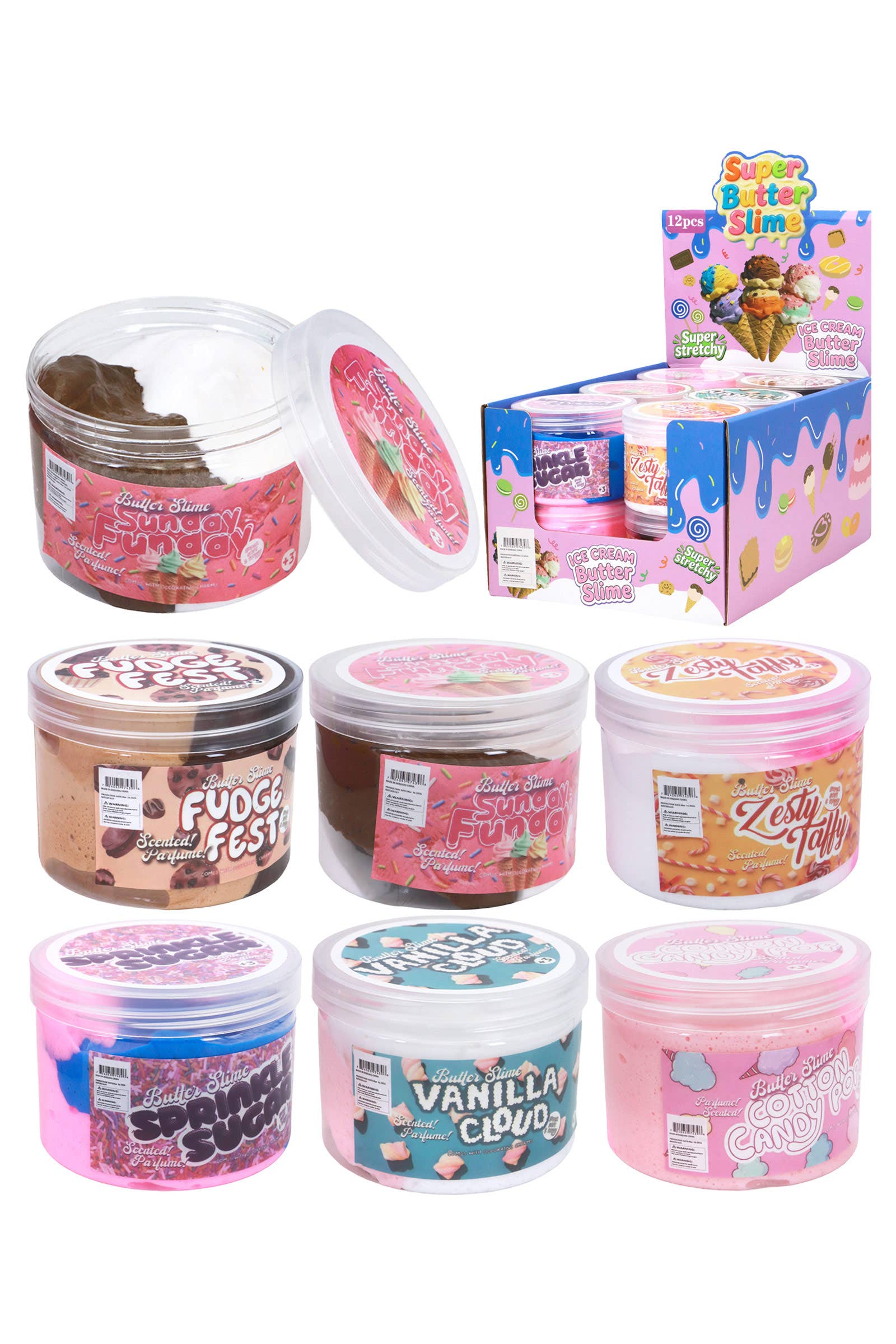 Cap Zone - Sweet Desserts Butter Slime Jar - 12 Pcs