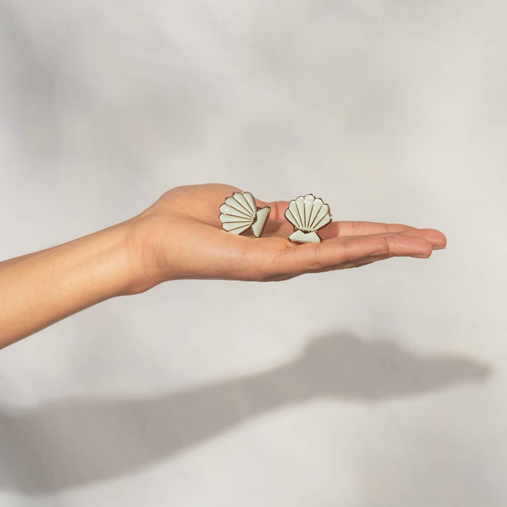 KITSCH - Metal Clam Shell Hair Clip 2pc Set - Gold & Pearlized Cream