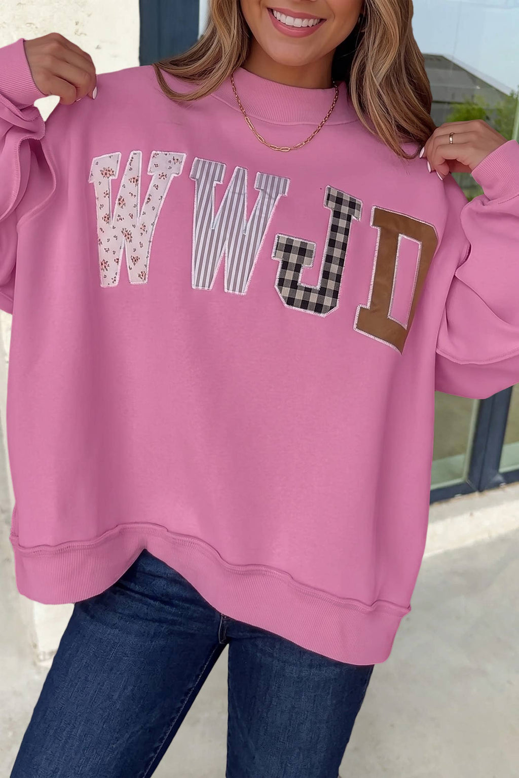 Aapparella - WWJD Embroidered Patch Mock Neck Sweatshirt | S-4X