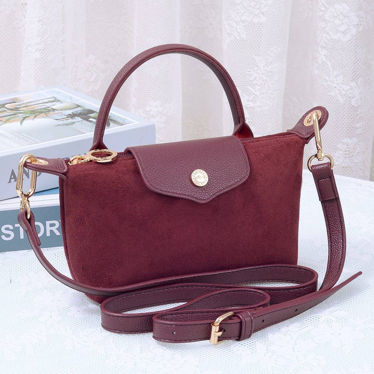MiMi Wholesale - SD781 Hazel Suede Small Crossbody Bag