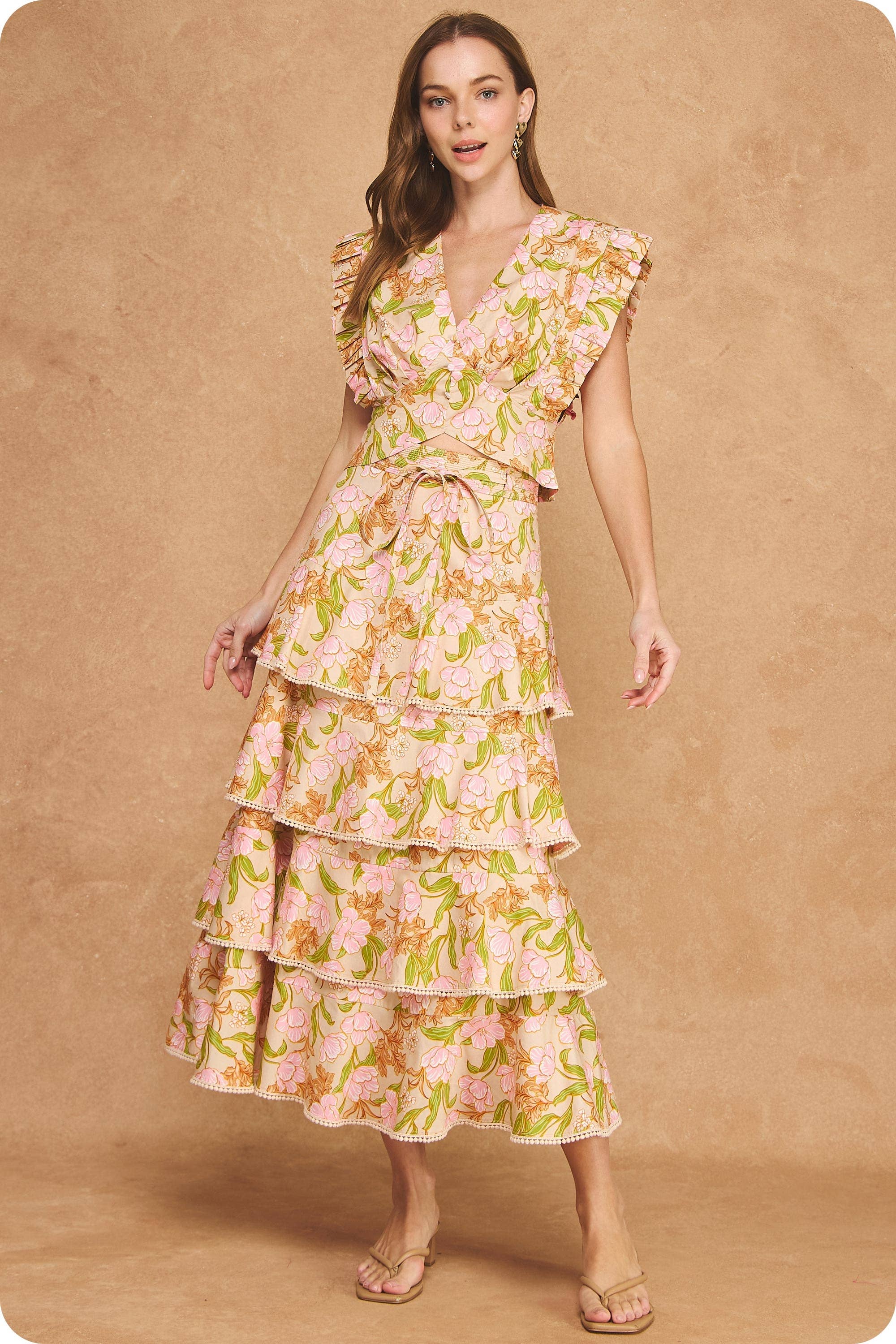 Strut & Bolt - Bloom Meadow 2-Piece Midi Skirt Set