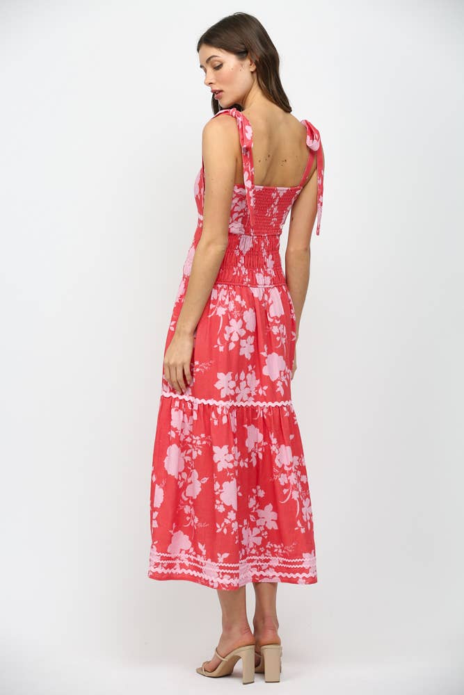 FATE - SELF TIE SHOULDER STRAP MAXI DRESS WITH RIC-RAC TRIM FD35828