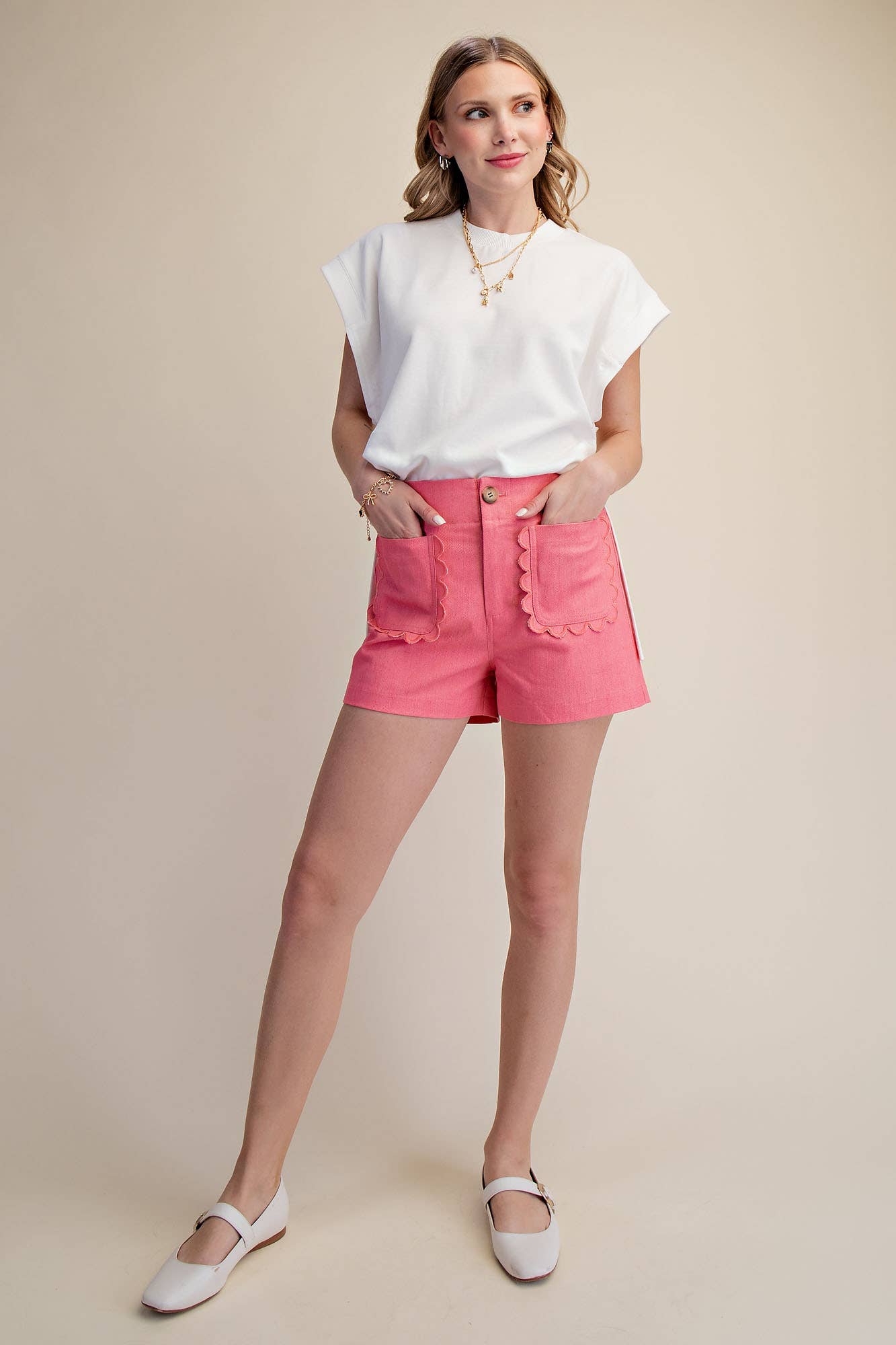 Glam - Scallop Detail Pocket Colette Shorts