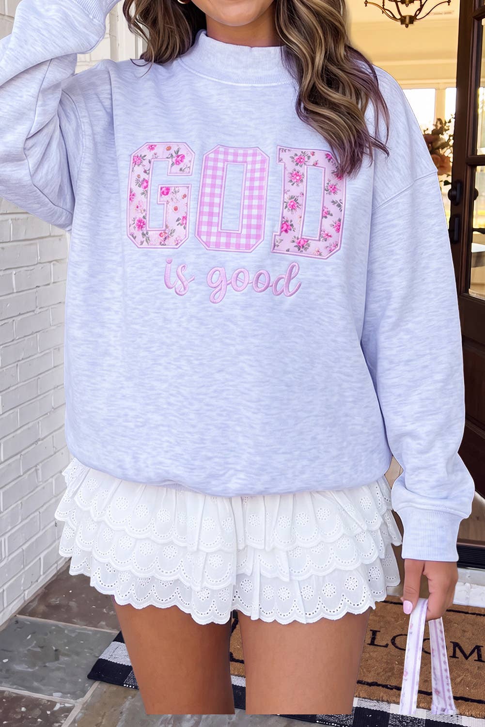 LA Society - LAS Floral GOD IS GOOD Mock Neck Sweatshirt (S-XL)