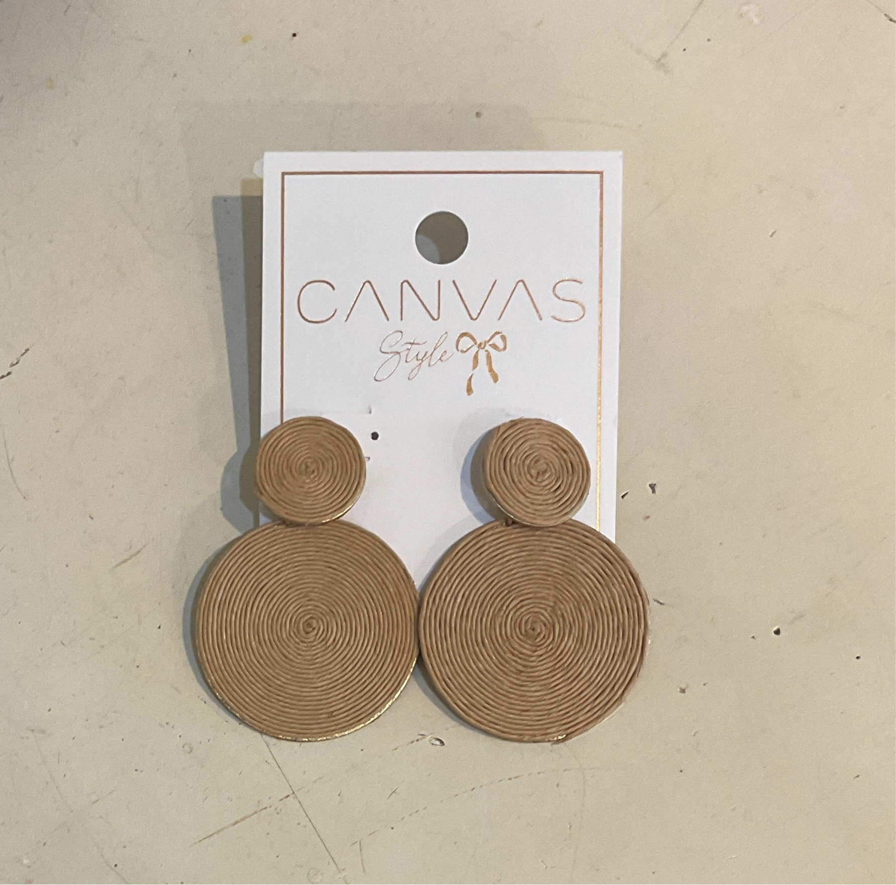 Canvas Simone Raffia Deco Earrings in Natural