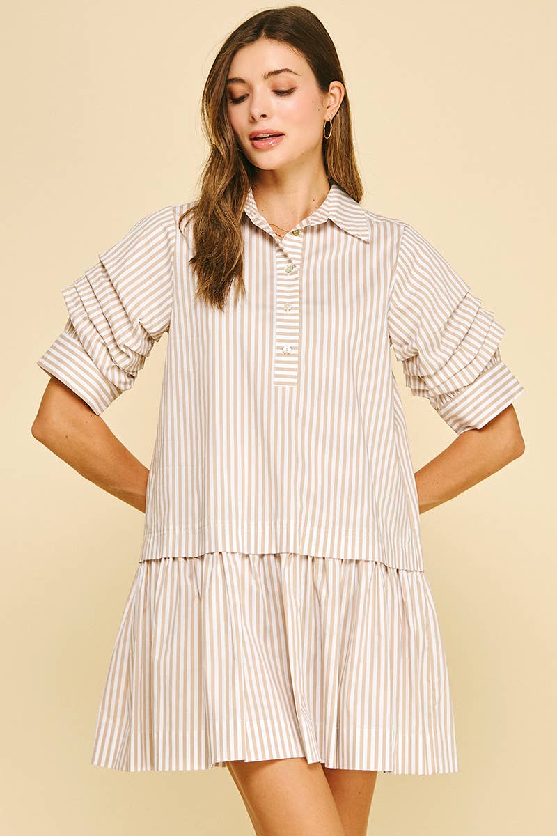 STRIPE BUTTON DOWN MINI DRESS
